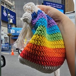 Crochet handbag/crossbag with lining